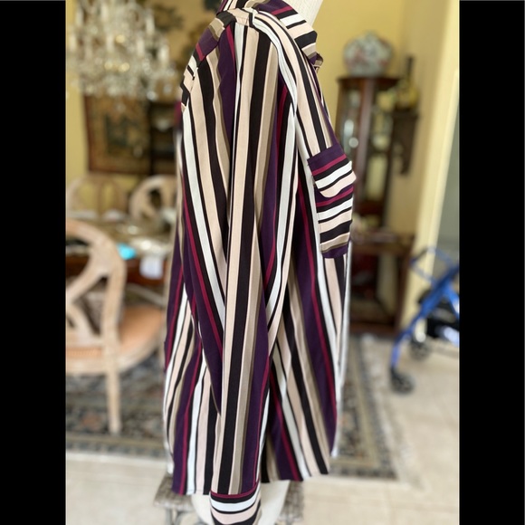 Chico’s Stylish Long Soft Blouse Colorful Stripes - Picture 3 of 8